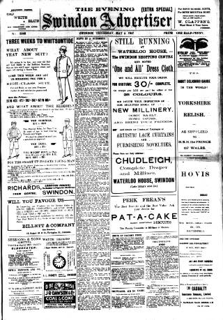 cover page of Swindon Advertiser published on May 2, 1907