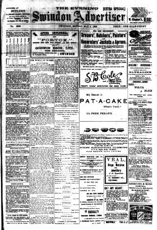cover page of Swindon Advertiser published on May 4, 1908