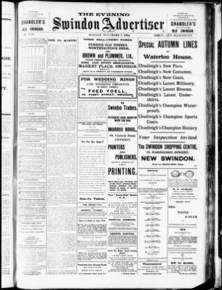 cover page of Swindon Advertiser published on November 2, 1914