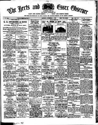 cover page of Herts and Essex Observer published on November 2, 1935