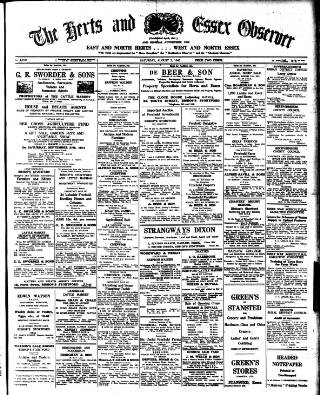 cover page of Herts and Essex Observer published on August 2, 1941