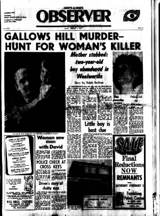 cover page of Herts and Essex Observer published on February 2, 1973
