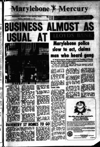 cover page of Marylebone Mercury published on September 17, 1971
