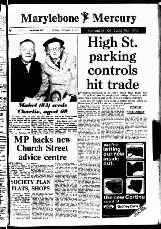 cover page of Marylebone Mercury published on November 2, 1973
