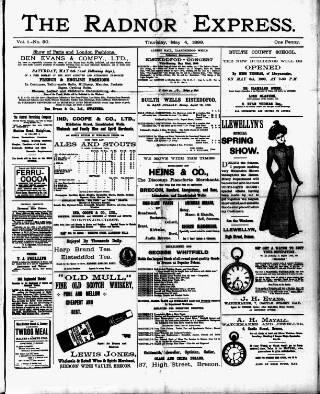 cover page of Radnor Express published on May 4, 1899