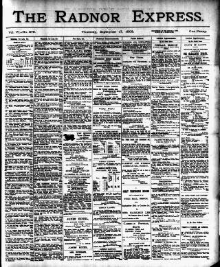 cover page of Radnor Express published on September 17, 1903