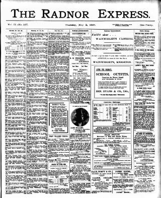 cover page of Radnor Express published on May 2, 1907