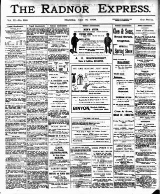 cover page of Radnor Express published on June 18, 1908