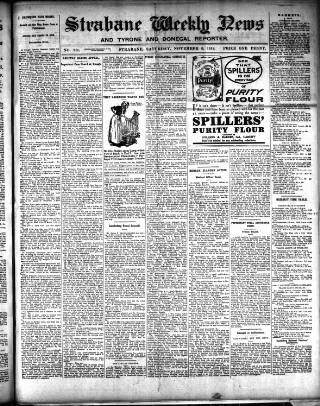 cover page of Strabane Weekly News published on November 2, 1912