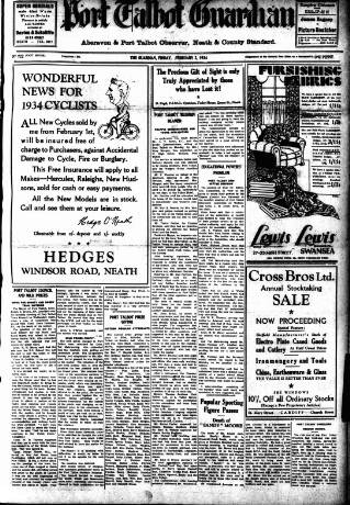 cover page of Port Talbot Guardian published on February 2, 1934