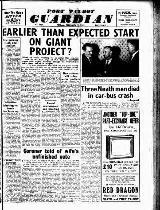 cover page of Port Talbot Guardian published on February 2, 1962