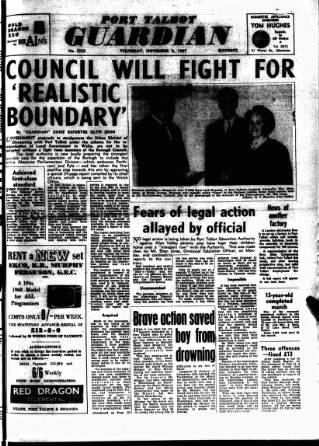 cover page of Port Talbot Guardian published on November 2, 1967