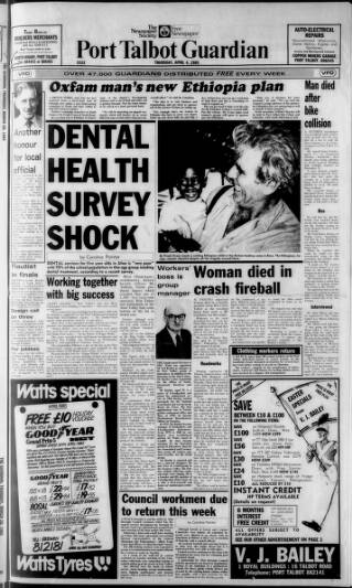 cover page of Port Talbot Guardian published on April 4, 1985