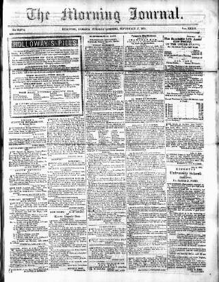 cover page of Morning Journal (Kingston) published on September 17, 1872