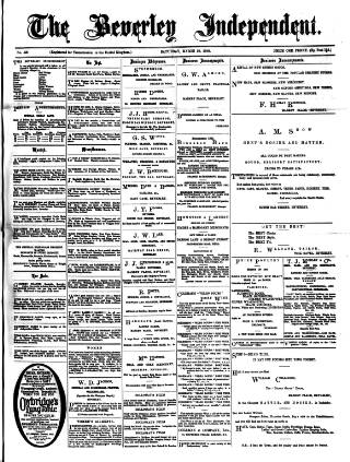 cover page of Beverley Independent published on March 19, 1898
