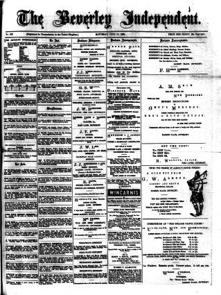 cover page of Beverley Independent published on June 18, 1898