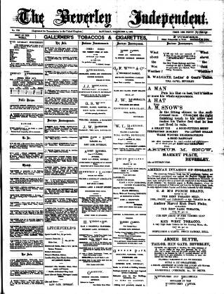 cover page of Beverley Independent published on November 2, 1901
