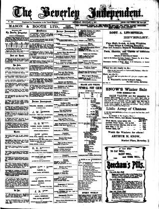 cover page of Beverley Independent published on February 2, 1907