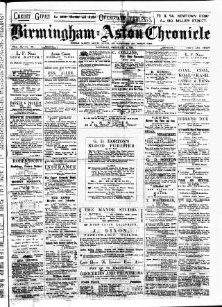 cover page of Birmingham & Aston Chronicle published on February 2, 1884