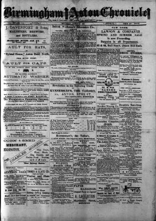 cover page of Birmingham & Aston Chronicle published on August 2, 1890