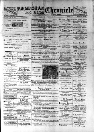cover page of Birmingham & Aston Chronicle published on November 2, 1895
