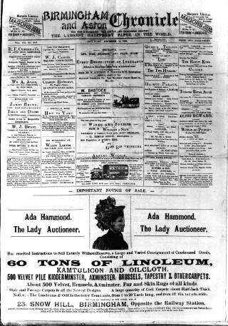 cover page of Birmingham & Aston Chronicle published on December 14, 1895