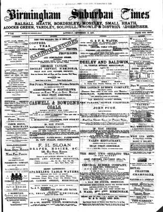cover page of Birmingham Suburban Times published on September 17, 1887