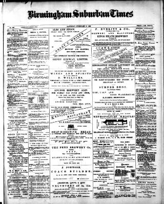 cover page of Birmingham Suburban Times published on February 2, 1895