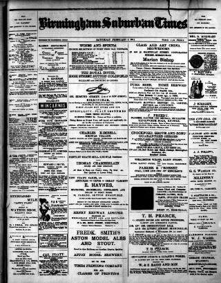 cover page of Birmingham Suburban Times published on February 2, 1901