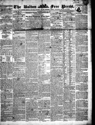 cover page of Bolton Free Press published on March 19, 1842