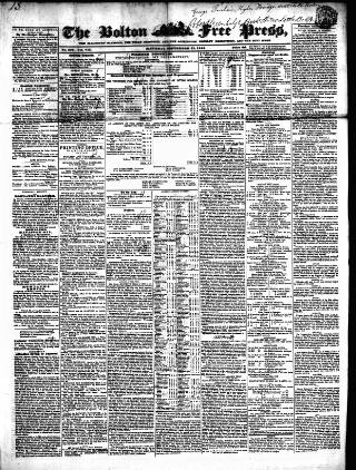cover page of Bolton Free Press published on September 17, 1842