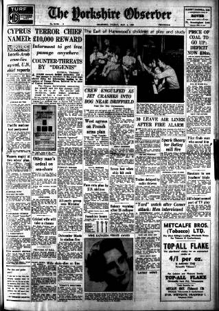 cover page of Bradford Observer published on May 4, 1956