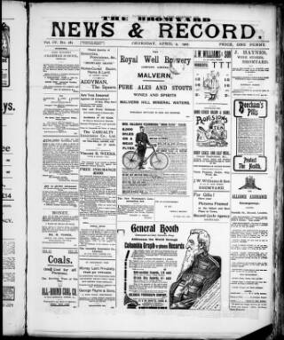cover page of Bromyard News published on April 4, 1907