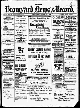 cover page of Bromyard News published on June 18, 1914