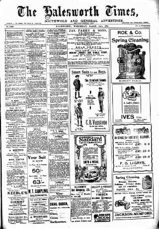 cover page of Halesworth Times published on March 19, 1924