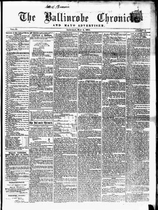 cover page of Ballinrobe Chronicle and Mayo Advertiser published on May 2, 1868