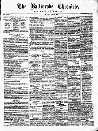 cover page of Ballinrobe Chronicle and Mayo Advertiser published on June 18, 1892