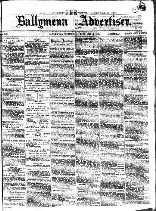 cover page of Ballymena Advertiser published on February 2, 1878