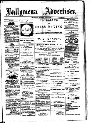 cover page of Ballymena Advertiser published on April 1, 1882