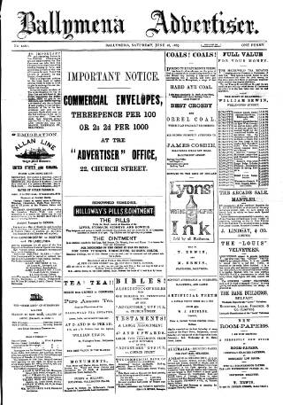cover page of Ballymena Advertiser published on June 18, 1887