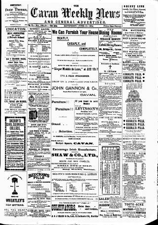 cover page of Cavan Weekly News and General Advertiser published on June 18, 1904