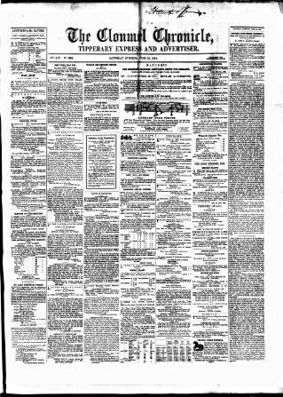 cover page of Clonmel Chronicle published on June 18, 1864