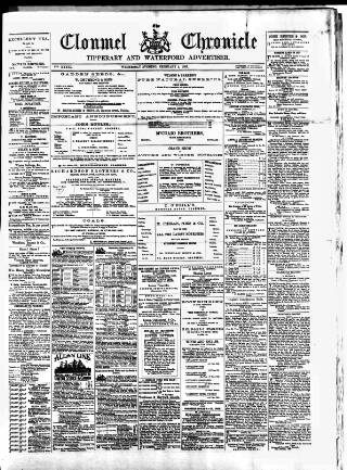 cover page of Clonmel Chronicle published on February 2, 1887