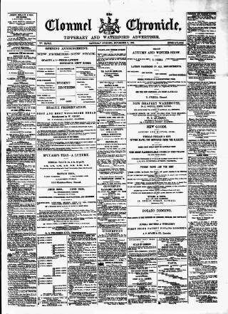 cover page of Clonmel Chronicle published on November 2, 1895
