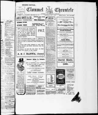 cover page of Clonmel Chronicle published on May 2, 1917