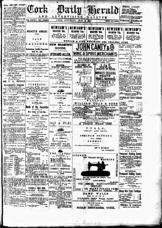 cover page of Cork Daily Herald published on May 2, 1891