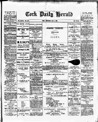cover page of Cork Daily Herald published on May 4, 1893