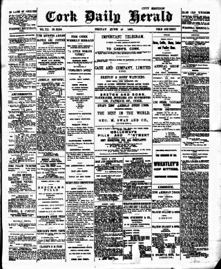 cover page of Cork Daily Herald published on June 18, 1897