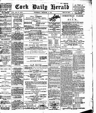 cover page of Cork Daily Herald published on December 14, 1898