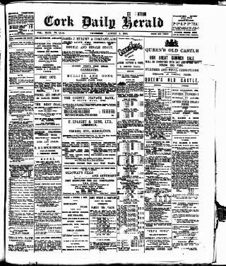 cover page of Cork Daily Herald published on August 2, 1900